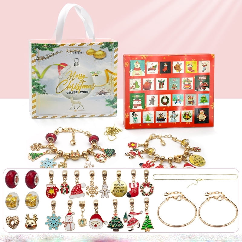 Christmas Advent Calendar Charm Bracelets 2024 for Girls Kids, 24 Days ...