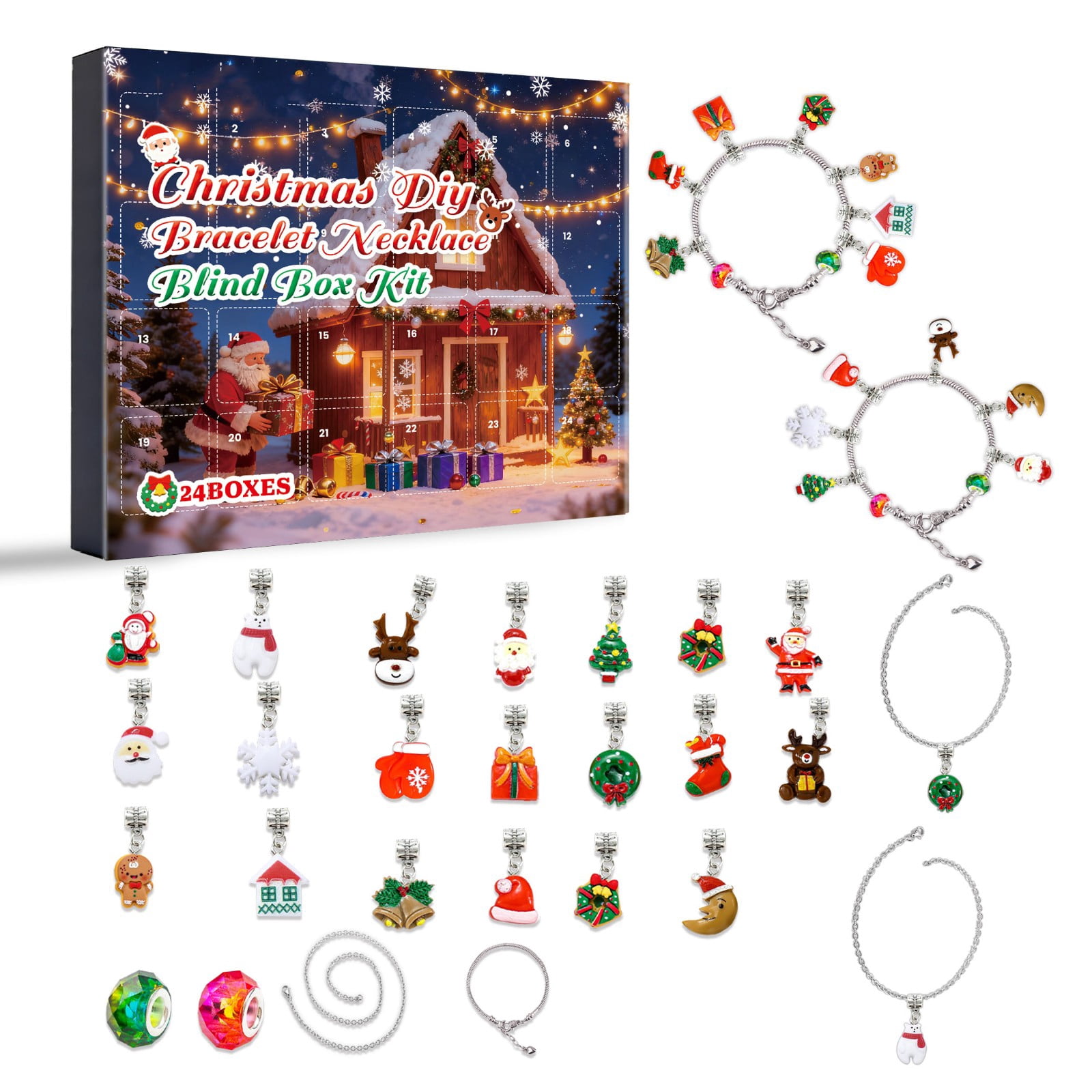 Christmas Advent Calendar Charm Bracelets 2025 for Girls Kids, 24 Days ...