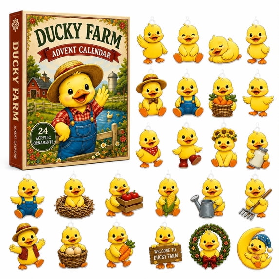 Christmas Advent Calendar Ducky Farm 24 Mini Christmas Ornaments Set for Student Holiday Countdown Decor Gift