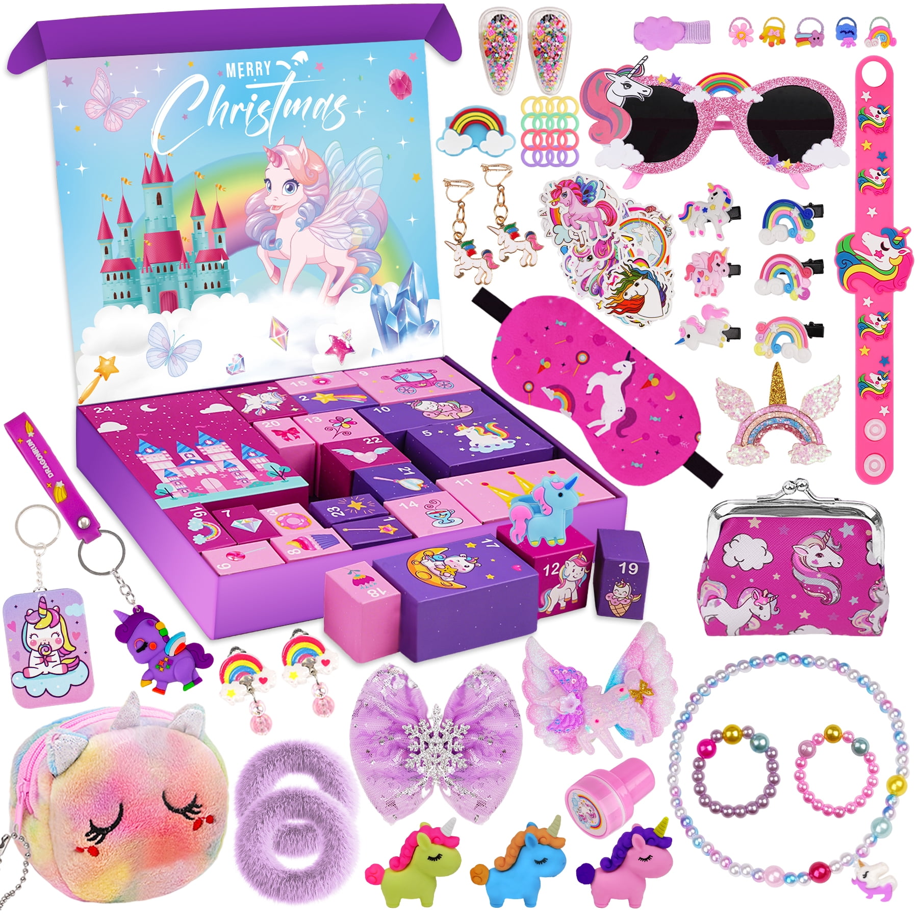 Christmas Advent Calendar for Girls – 24-Day Unicorn Countdown Gift Set ...
