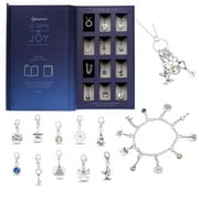 Christmas Advent Calendar Girls Bracelet Necklace Silver Jewelry Charms Swarovski Crystals Age 4-14