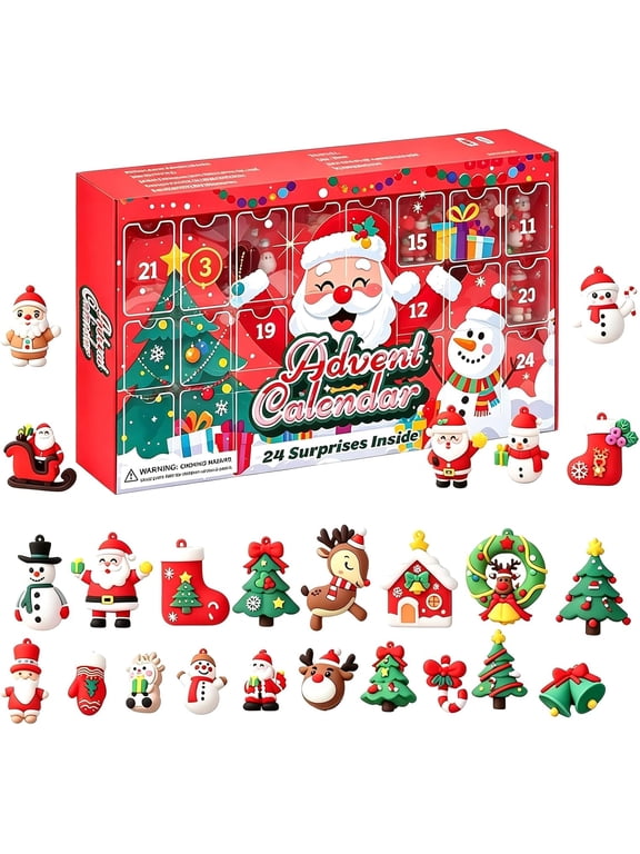 Christmas Advent Calendar Keychain, Holiday Countdown Surprise Gift Box for Party