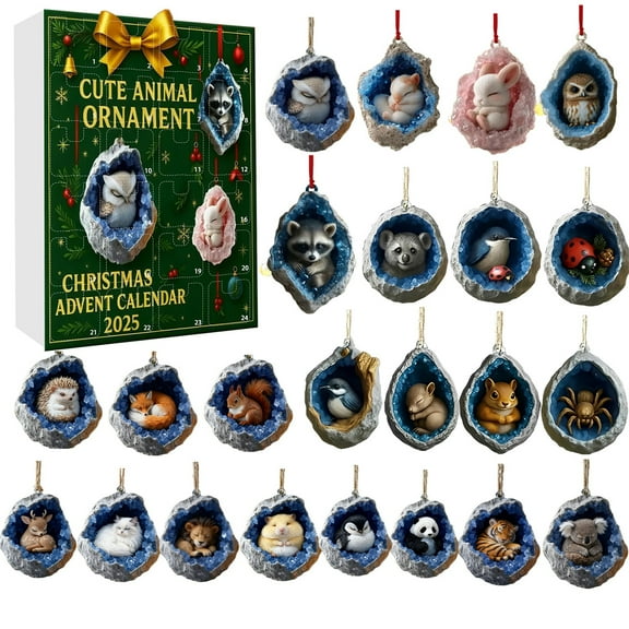 Christmas Advent Calendar Ornament -24 Piece Collectible 2d Charm Set for Christmas Countdown Acrylic Hanging Decor Advent Calendars Christmas