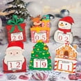 Christmas Advent Calendar Ornaments Wooden Santa Snowman House