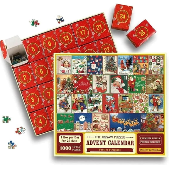 Christmas Advent Calendar Puzzle 1000 Piece for Adult, Christmas Countdown Calendar 2024 Jigsaw Puzzle, Holiday Santa Puzzle for Adult 1000 Piece