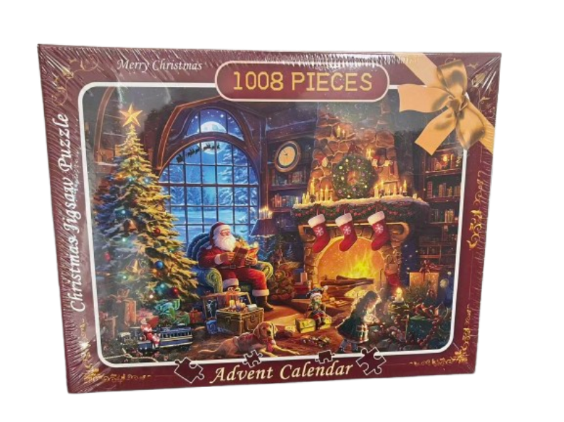 Christmas Advent Calendar Puzzle, Christmas Countdown Calendar Puzzle Jigsaw Puzzle, Vintage Holiday,Christmas Postcards Puzzles Wall Decor,1008 Piece, 42 Pieces Per Days, 24 Small Boxes