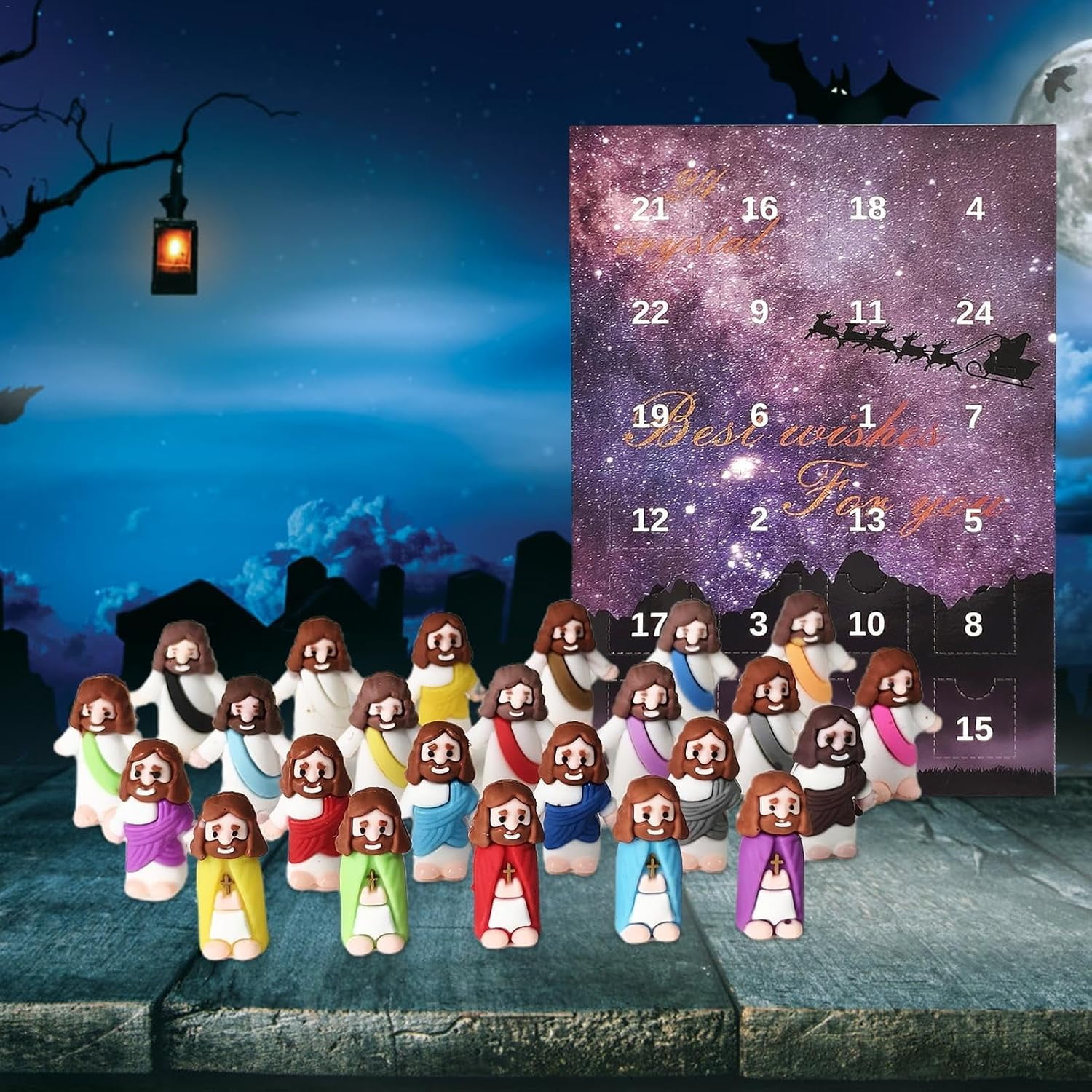 Christmas Advent Calendar Set Little Jesus Figures,Mini Jesus Figurines In Bulk 24 Pack,Jesus