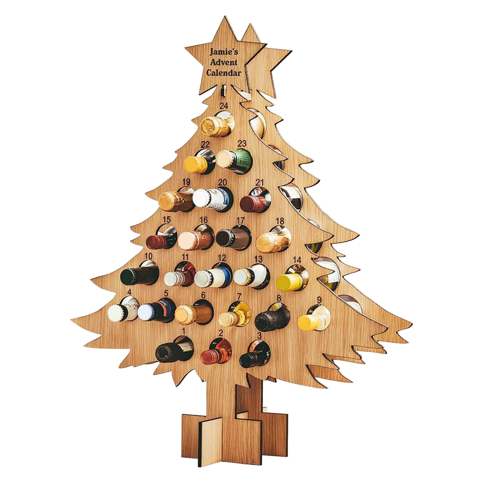 Christmas Advent Calendar Wooden Christmas Tree Bottle Holder Beer Rack