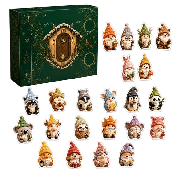 Christmas Advent Calendar for Kids, 24Pcs Woodland Gnome Acrylic Ornaments, Forest Creature Tree Hangings, Xmas Countdown Gift for Girls