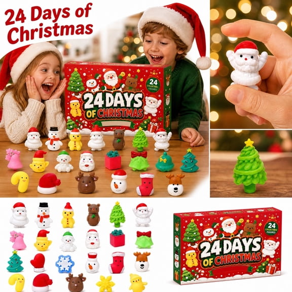 Christmas Advent Calendar with 24 Collectable Figures Featuring Durable Design, Fun Holiday Toys for Student Party Favors, Festive Christmas Gifts