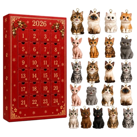 Christmas Advent Calendars 2026 Christmas Cats Advent Calendar 24 Pcs Acrylic Cats Christmas Ornaments Set Christmas Countdown Calendars Christmas Tree Decorations Christmas Party Favors Xmas Gift