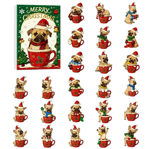 Christmas Advent Calendars, Dog Advent Calendar 2025 with 2d Acrylic Dragon Ornaments for Xmas Tree, 24 Day Countdown Calendar Christmas Gifts for Teens, Men, Women