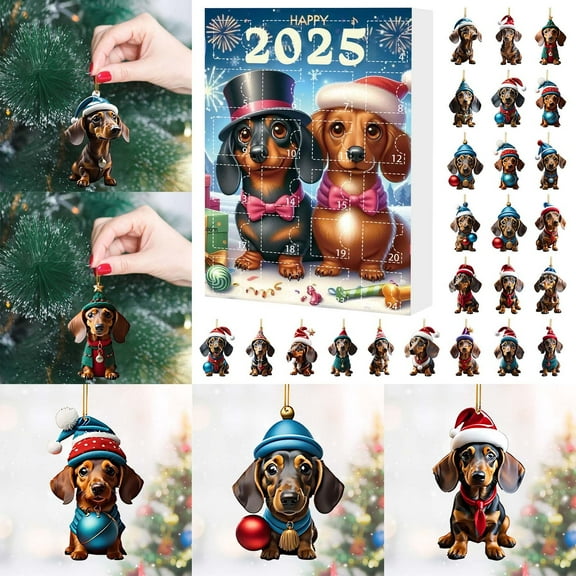 Christmas Advent Calendars for Kids, Cute Christmas Ornament Dog Advent Calendar, 24 Day Creative Xmas Blind Box Christmas Countdown Gift for Boys, Girls, Teens & Adults