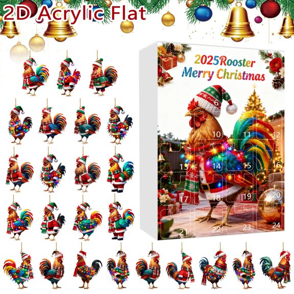 Christmas Advent Countdown Calendar - Daily Surprise Calendar for Adults, Builds Holiday Anticipation, Festive Design for Home, Office, Shelf, Easy to Display & Use, 24pcs, D