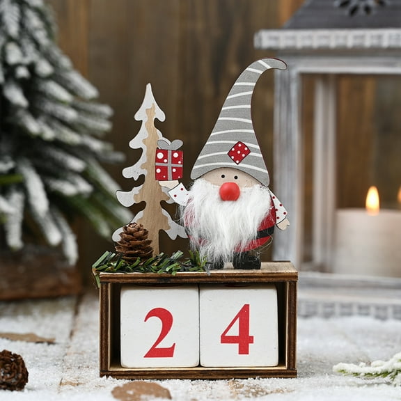 Christmas Advent Countdown Calendar Number Date Wooden Blocks Tabletop Desk Calendar Decoration For Home Office Decoration