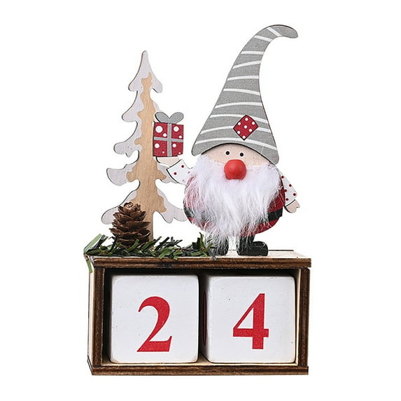 Christmas Advent Number Countdown Calendar, Wooden Square Number Tabletop Calendar Decoration, Santa Claus Home Office Decoration Calendar, Rotatable Square Countdown Calendar