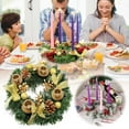 thumbnail image 1 of Christmas Advent Wreath Candle Holder for Table Centerpiece, Traditional Advent Calendar Wreath with Pine Cones Berries Bows and Balls, Holiday Decor for Xmas Mantel Fireplace Winter Home Decorations, 1 of 3