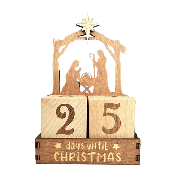 Christmas Advents Number Countdown Calendar with Wood Block Tabletop Calendars Decors Christmas Countdowns Calendar