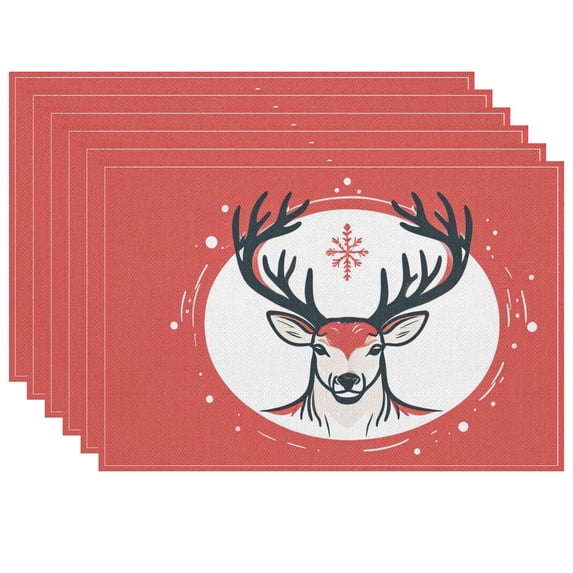 Christmas Aesthetic Placemats for Cafe Dining Table Home Washable Simple Drawing Entry Mat Whimsical Durable Door Mat Outdoor Entrance 6Pcs 17.7x13 Inches