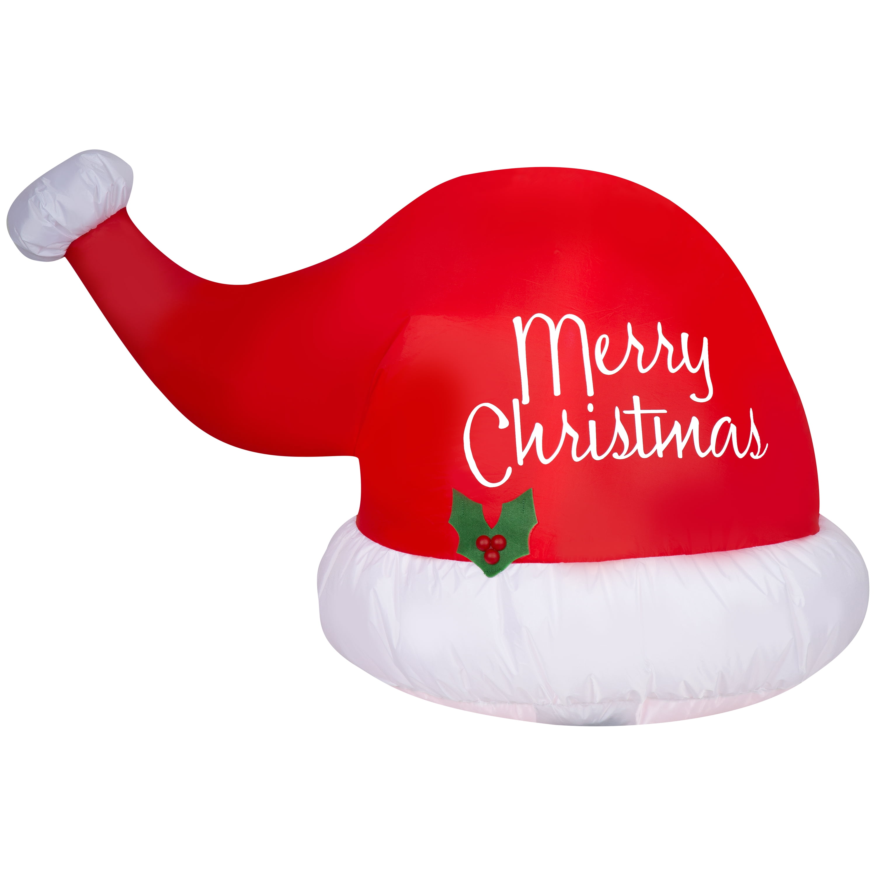New Christmas Airblown Inflatables Yard Decoration Santa Claus Hat w/ Merry Christmas & Holly 3.5 ft