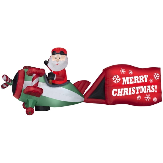 Christmas Airblown Yard Inflatables Santa on Airplane