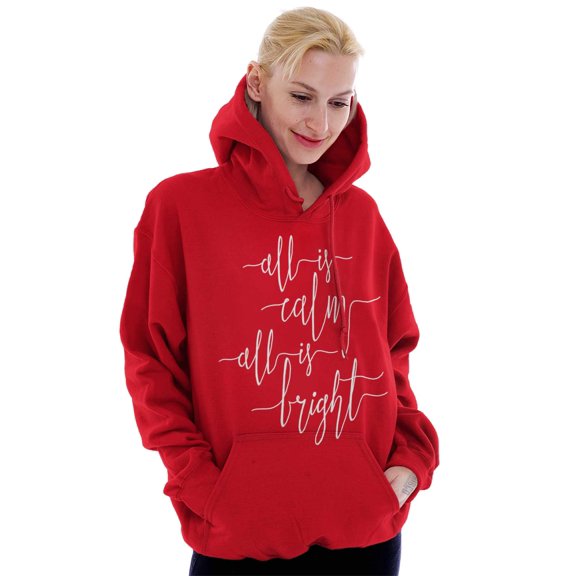 Christmas All Is Calm and Bright Women Plus Size Graphic Pullover Hoodie Brisco Brands 2X