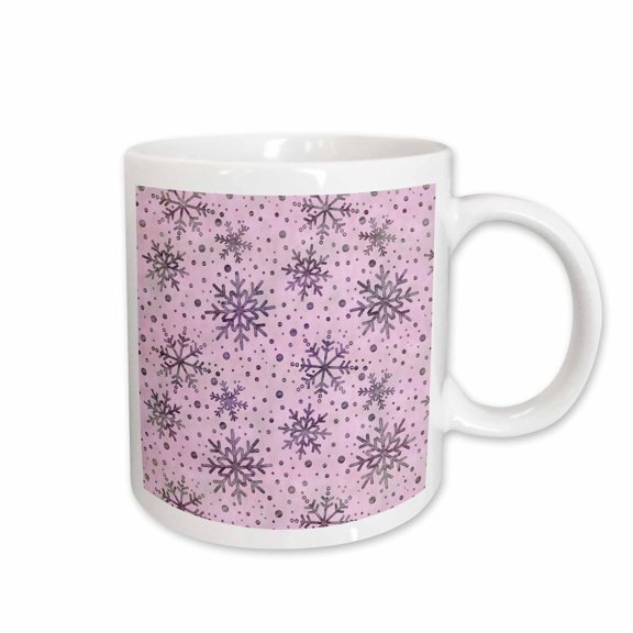 3drose, Christmas Allover Pattern with Ink Snowflakes in Pink Purple, 15oz Mug