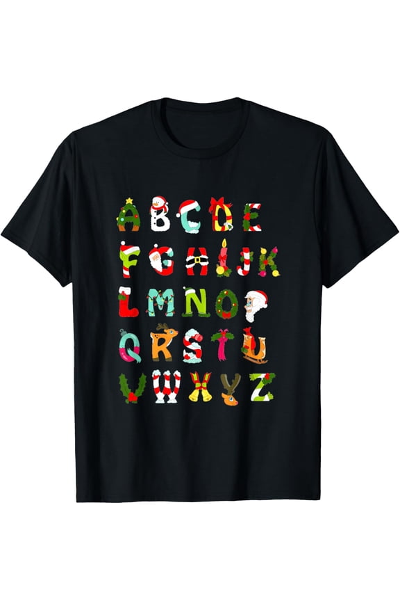 Christmas Alphabet ABC Cute Xmas Prek Teacher Men Women Adult T-shirt