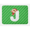 thumbnail image 1 of Christmas Alphabet Bath Mat, Demonstration of a J Letter and a Happy Girl on Stripes, Plush Bathroom Decor Mat with Non Slip Backing, 29.5" X 17.5", Green Dark Coral and White, by Ambesonne, 1 of 2