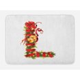 thumbnail image 1 of Christmas Alphabet Bath Mat, Illustration of Ornamental Tree Branches as L Letter Art, Plush Bathroom Decor Mat with Non Slip Backing, 29.5" X 17.5", Pearl and Olive Green, by Ambesonne, 1 of 2