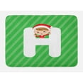 thumbnail image 1 of Christmas Alphabet Bath Mat, Letter H and a Young in a Santa Hat Striped Background, Plush Bathroom Decor Mat with Non Slip Backing, 29.5" X 17.5", Green Dark Coral White, by Ambesonne, 1 of 2