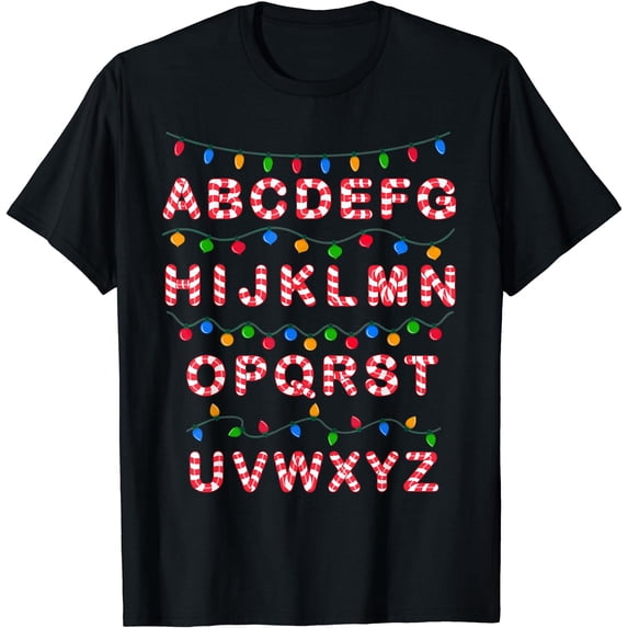 Christmas Alphabet Candy Cane Teachers Students Candy Cane T-Shirt ...