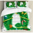 thumbnail image 1 of Christmas Alphabet Duvet Cover Set, Monogram Q with Holiday Motif Print on Plain Backdrop, Decorative 3 Piece Bedding Set with 2 Pillow Shams, Queen Size, White Green and Vermilion, by Ambesonne, 1 of 3