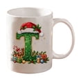 thumbnail image 1 of Christmas Alphabet Mug with Santa Hat - Ceramic Personalized A to Z Coffee Cup for Hot Cocoa Tea or Coffee, Festive Decor and Holiday Gift T, 1 of 6