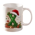 thumbnail image 1 of Christmas Alphabet Mug with Santa Hat - Ceramic Personalized A to Z Coffee Cup for Hot Cocoa Tea or Coffee, Festive Decor and Holiday Gift X, 1 of 6