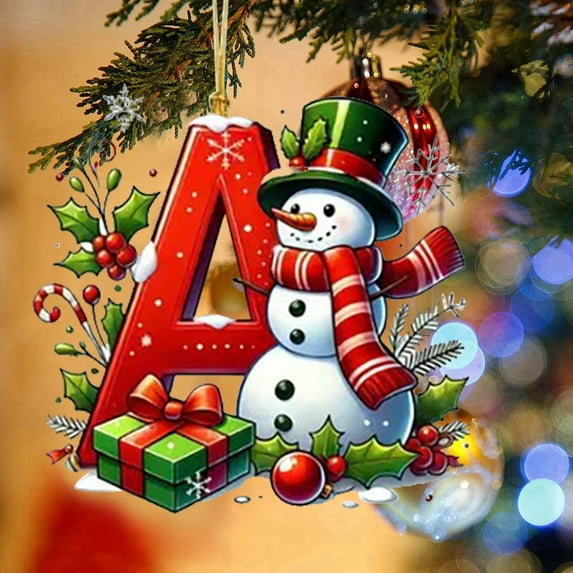 Christmas Alphabet Ornaments Set Personalized BYO Tree Decor - 26 Letters Holiday Home Decoration Custom Tree Hanging(A)