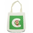 thumbnail image 1 of Christmas Alphabet Tote Bag, Cartoon Style Young Child Sitting on Letter C with Hands Up, Cloth Linen Reusable Bag for Shopping Books Beach and More, 16.5" X 14", Cream, by Ambesonne, 1 of 2