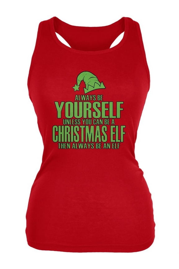 Christmas Always Be Yourself Christmas Elf Red Juniors Soft Tank Top - X-Large