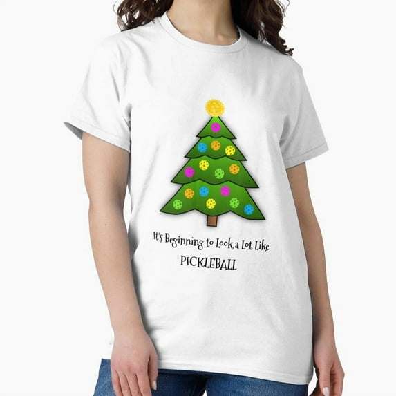 Christmas And Pickleball Holiday Festive Graphic Art Print Unisex T-Shirt up to size 5XL