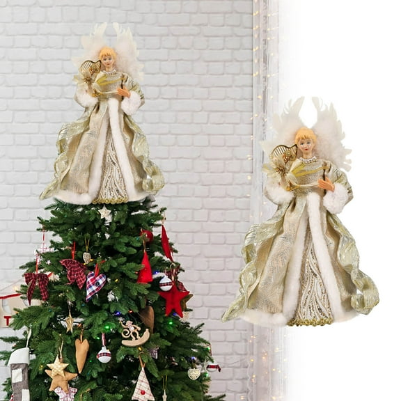 Christmas Angel Doll Decoration for Indoor Holiday Display, Angel Tree Topper with Christmas Toppers for Xmas Festive Angel Figurine for Home and Office Decor