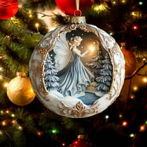 Christmas Angel Ornament - 2D Decorative Pendant with Sparkle Star Hope Design, Festive Hand-Painted Hanging Decor for Christmas Tree & Holiday Season Home Accents