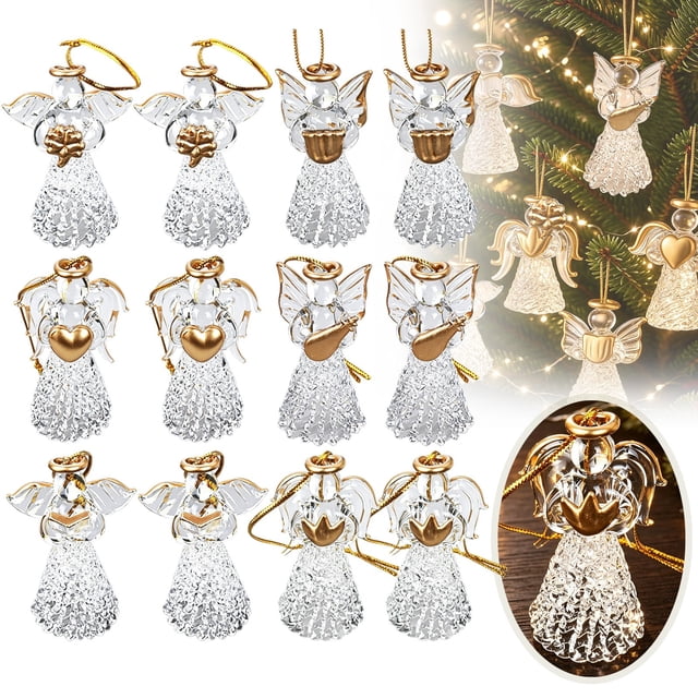 Christmas Angel Ornaments Set, Crystal Ornaments For Christmas Tree ...