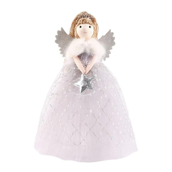 Christmas Angel Tree Topper,Cute Fairy Doll Pendant Xmas Hanging Decorations,Rustic Angels Figurine Decor,Farmhouse Xmas Trees Topper for Indoor Office Decoration
