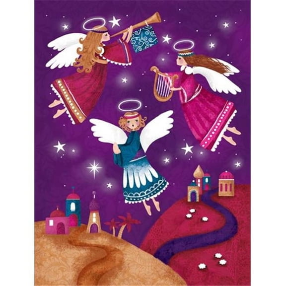 Christmas Angels in Purple Flag Garden Size