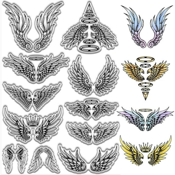 Christmas Angle Wings Clear Rubber Stamp Vintage Baroque Crown Transparent Silicone Seals Stamp for Holiday Xmas Journaling Card Making DIY Scrapbooking Handmade Photo Album Notebook Decor