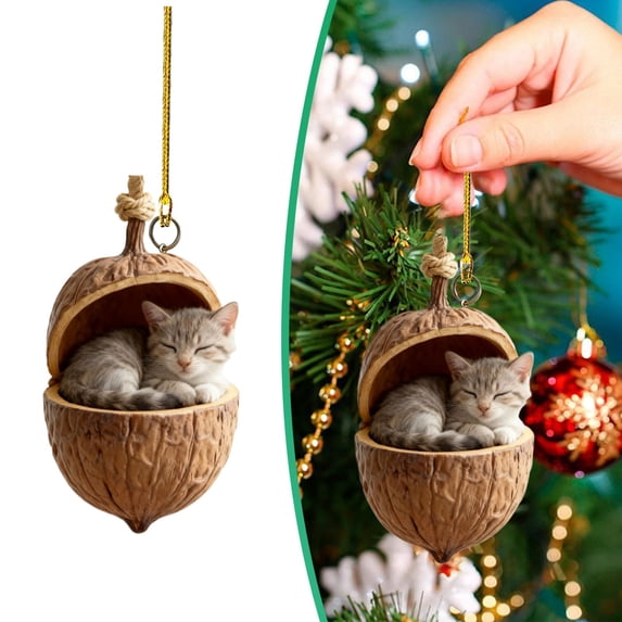 Christmas Animal Hanging Ornament,3.14" Small Unique Xmas Tree Hanging Decoration,Woodland Animal Pendant,Animal Lover Gift Home Festival Cozy Theme Party Winter Indoor Outside,1Pc