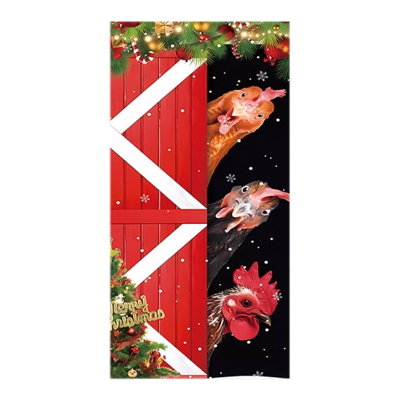 Christmas Animal Series Door Banner, Decorative Festive Door Cover for Party Background, 35.4x78.7 inch