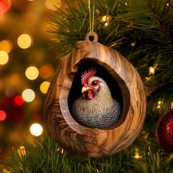 Christmas Animal‑Themed Hanging Ornaments, Hollow‑Design 3D Tree Pendants with Diverse Outer Frames, for Xmas Tree, Farmhouse Winter Holiday Home Party Decor Gift