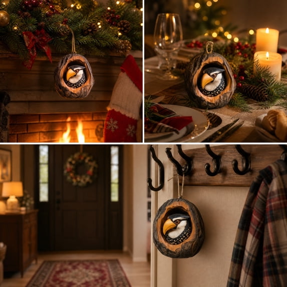 Christmas Animal‑Themed Hanging Ornaments, Hollow‑Design 3D Tree Pendants with Diverse Outer Frames, for Xmas Tree, Farmhouse Winter Holiday Home Party Decor Gift