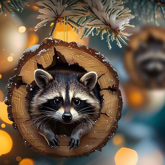 Christmas Animals Ornaments Owls Raccoons Christmas Decorations, Christmas Tree Pendant for Home Holiday Decor 2.76 Inch Multicolor